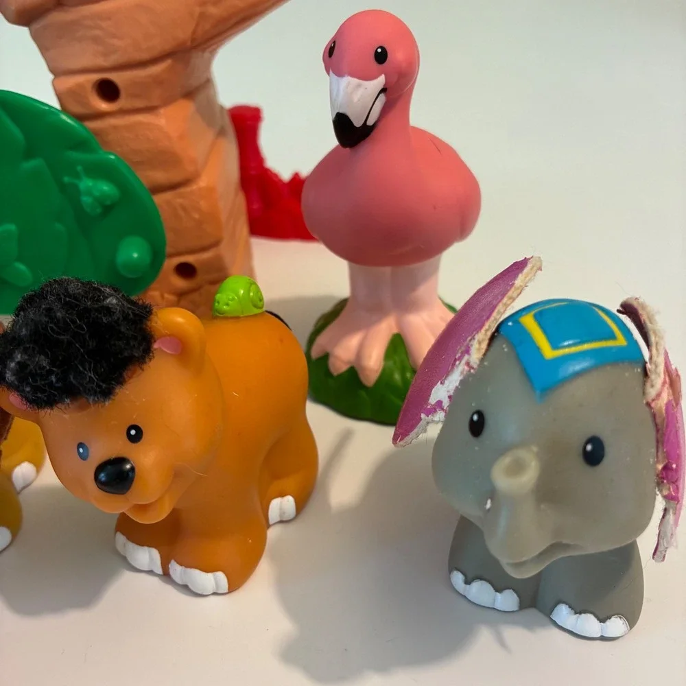 Fisher Price Little People Zoo Animal Safari Lot Lion Giraffe Elephant 14pc 2001